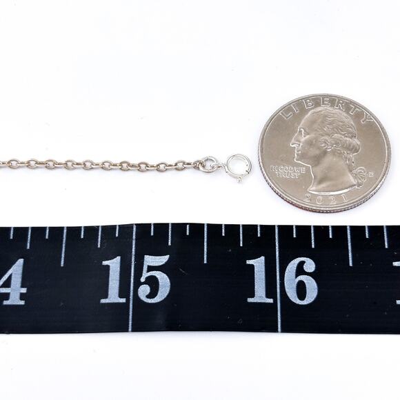 Vintage Sterling Silver 925 Filigree Floral Butterfly Necklace 15.75" - Picture 3 of 5